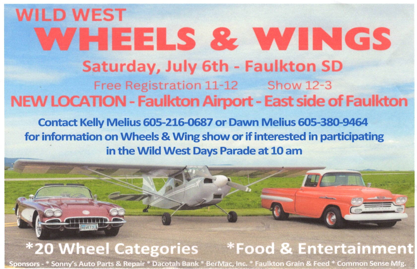 Wild West Wheels and Wings Faulkton, SD Saturday, July 6, 2024